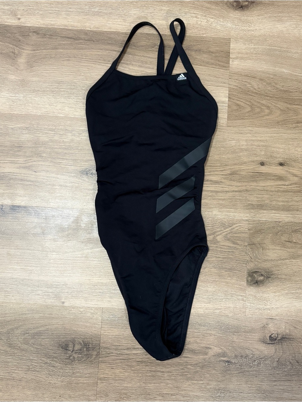 Adidas Black One-Piece Swimsuit with Signature Stripes